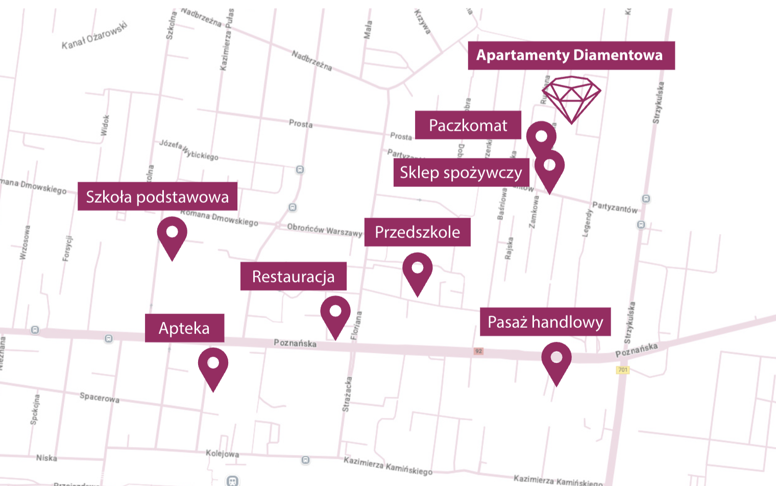 Mapa lokalizacji - Apartamenty Diamentowa